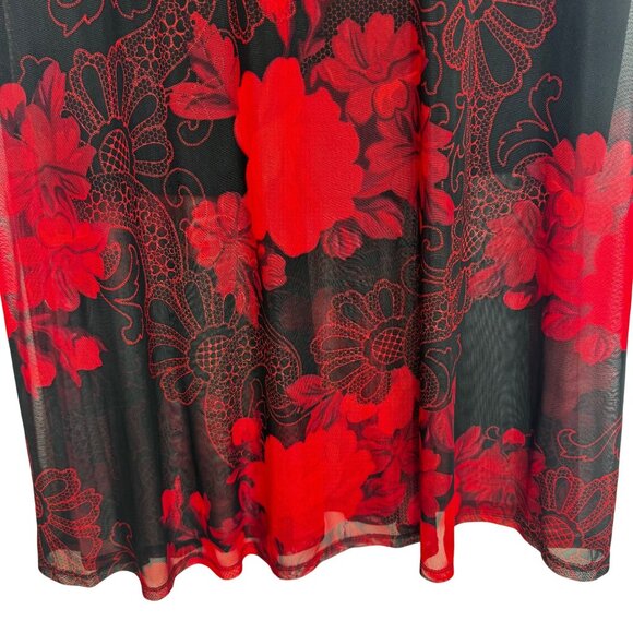 VTG Connected Apparel Dark Floral Sheer Maxi Dress Whimsigoth Dark Fairy Sz16 - Picture 6 of 9